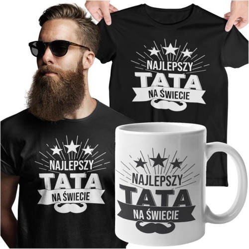 Koszulka dla taty wraz z kubkiem z nadrukiem Najlepszy tata na świecie
