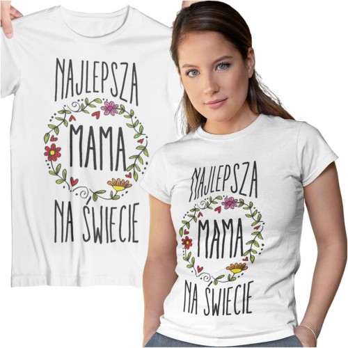 Koszulka dla mamy z imieniem z kwiatami Najlepsza MAMA na świecie