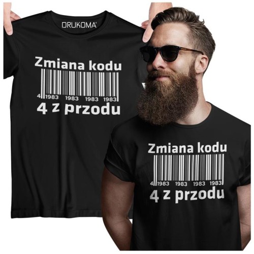 Koszulka na urodziny na 40 czterdziestkę z napisem Zmiana kodu 4 z przodu