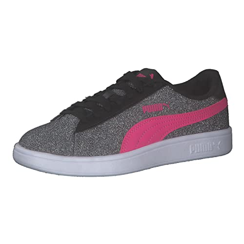 PUMA Dziewczęce sneakersy Smash V2 Glitz Glam Jr, Puma Black Glowing Pink Puma White, 36 EU