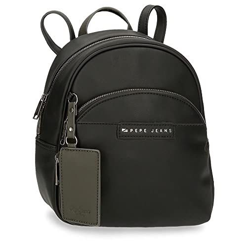 Pepe Jeans Piere Plecak na co dzień, czarny, 22 x 25 x 10 cm, skóra PU, czarny/biały, plecak na co dzień, czarny/biały, Plecak na co dzień