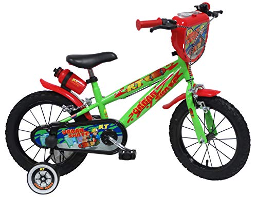 ATLAS 14'' Urban Skate Rower wyposażony w 2 hamulce, stabilizatory, dekoracyjna płyta przednia z tylnym bagażnikiem chłopięcym, zielony