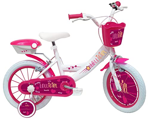 'Lolli Girl Rower dziecięcy 16'''' Standardowy dla dziewczynki, biały i różowy Fushia'