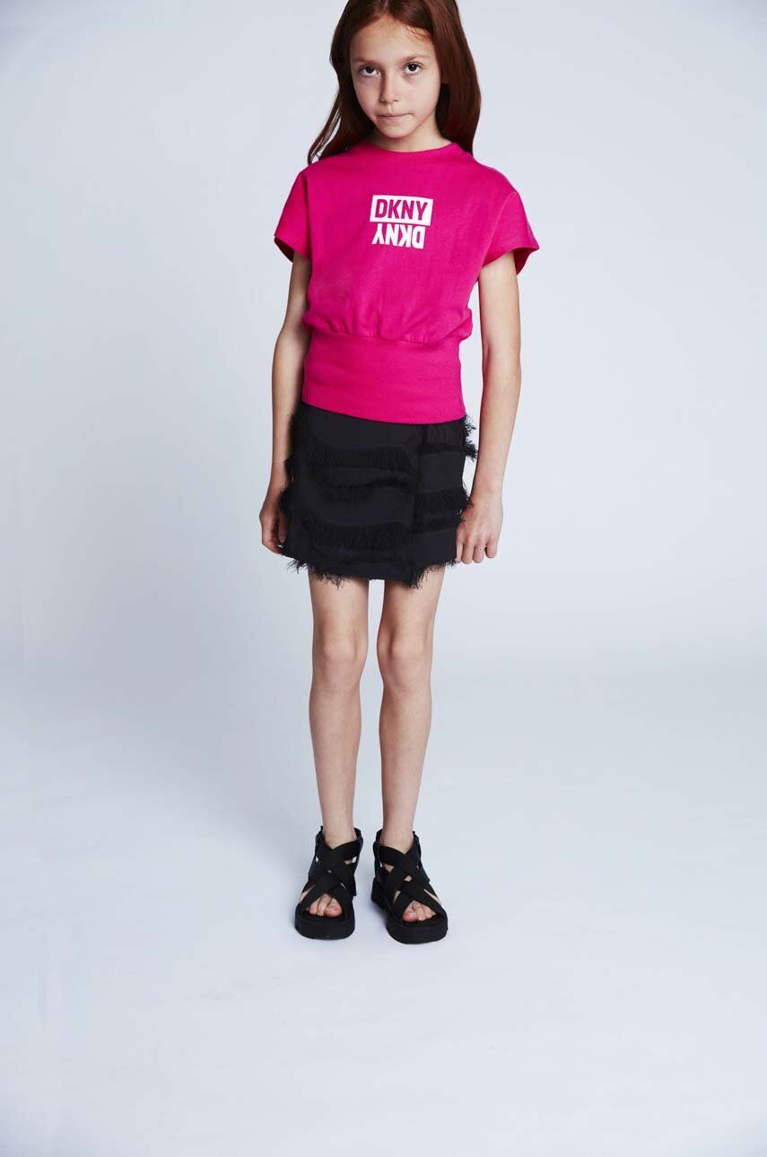 Dkny t-shirt bawełniany dziecięcy kolor różowy - DKNY