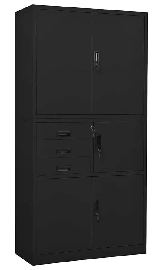 Czarna nowoczesna szafa biurowa na klucz C6-Z11