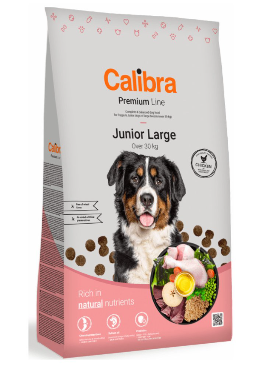 Calibra Dog Premium Line Junior Large 12 kg + napój probiotyczny dla psa 14 x 30 ml