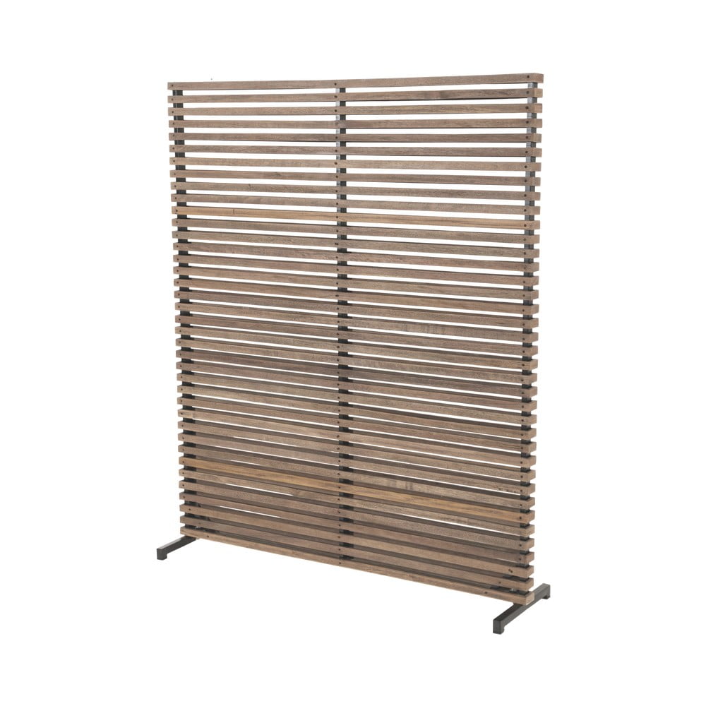 Szaro-naturalny parawan ogrodowy z metalu i drewna 153x185 cm − Hartman