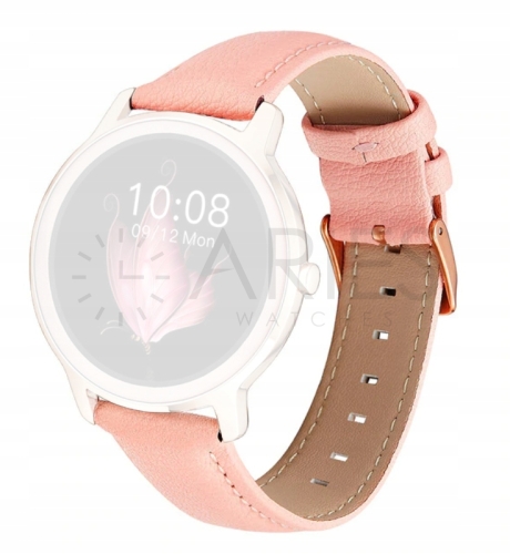 Zdjęcia - Pasek Smart Watch  Skóra naturalna PUDROWY RÓŻ, Różowy 20mm 