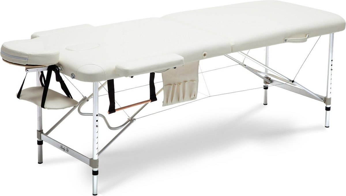 BODYFIT BODYFIT Stół, łóżko do masażu, 2 segmentowe, aluminiowe, beżowe, 195x70,5 cm