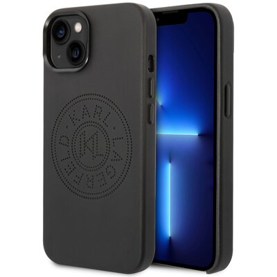Karl Lagerfeld Obudowa dla telefonów komórkowych Leather Perforated Logo na Apple iPhone 14 KLHCP14SFWHK Czarny