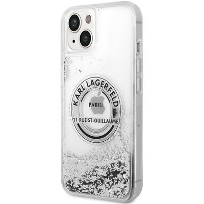 Karl Lagerfeld Etui Liquid Glitter RSG do iPhone 14 Plus srebrne