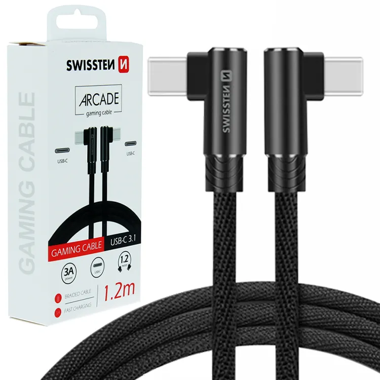 SWISSTEN Czarny Kabel USB-C - USB-C 1,2m Arcade