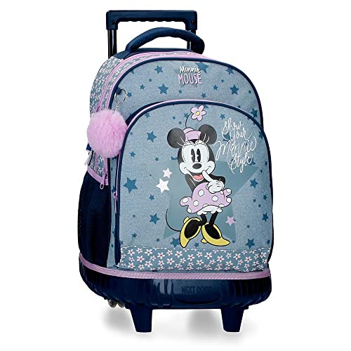 Disney Minnie Style Plecak Compact 2 koła Niebieski 32x43x21 cms Poliester 28,9L, niebieski, Mochila Compact 2 Ruedas, Kompaktowy plecak 2 koła