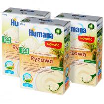 Humana Kaszka bezmleczna ryżowa po 4. miesiącu 100% Organic Quality Zestaw 3 x 200 g Bio