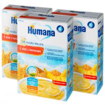 Humana Kaszka mleczna 5 zbóż z bananami po 6. miesiącu Zestaw 3 x 200 g