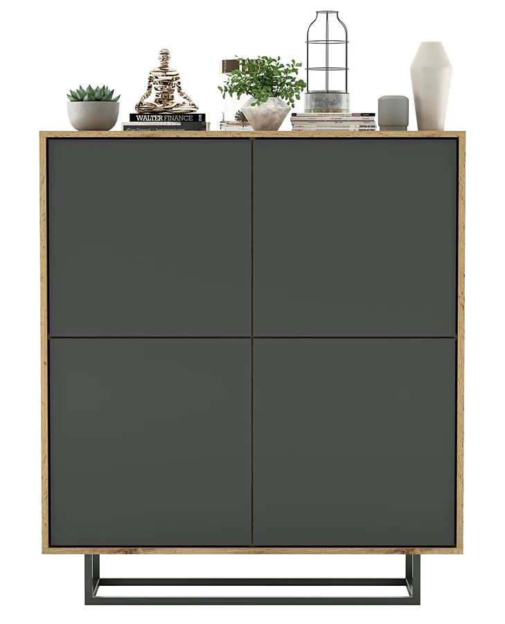Czterodrzwiowa komoda dąb wotan + grafit W0-S59