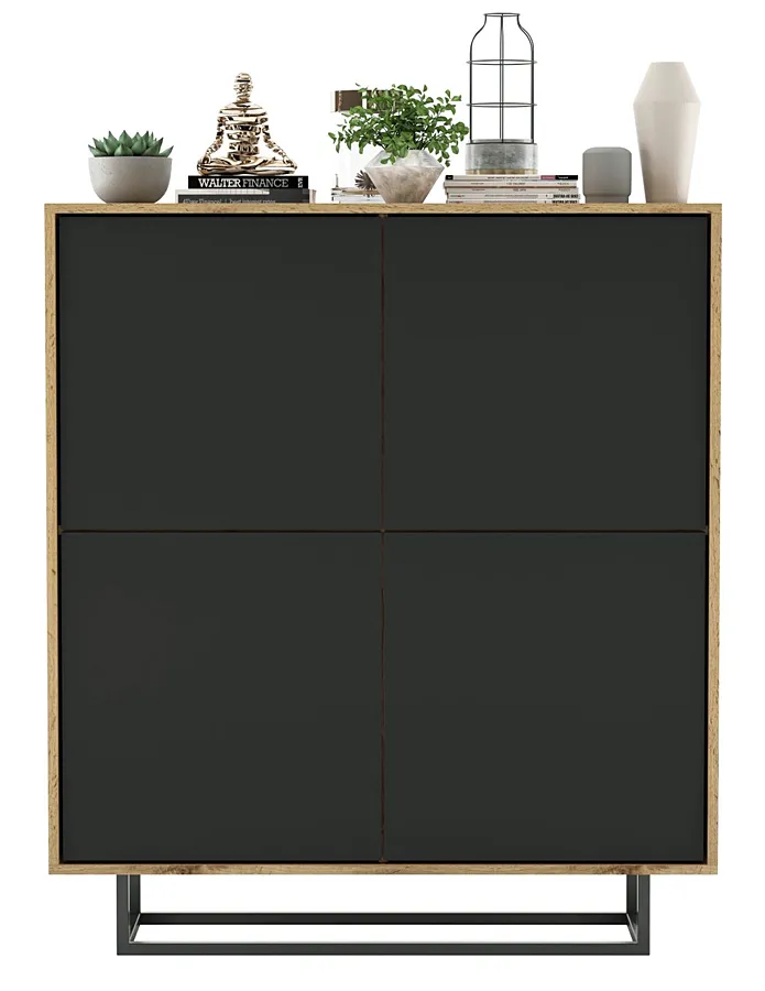 Czterodrzwiowa komoda dąb wotan czarny + B0-S78