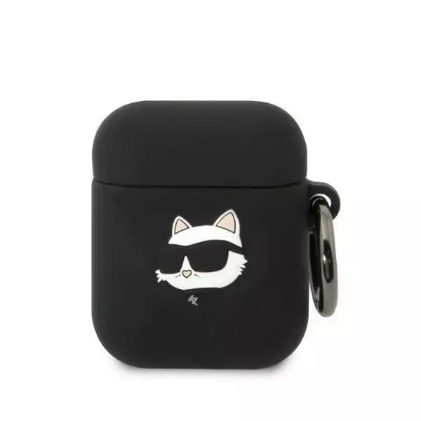 Etui ochronne na słuchawki Karl Lagerfeld KLA2RUNCHK do Apple AirPods 1/2 cover czarny/black Silicone Choupette Head 3D