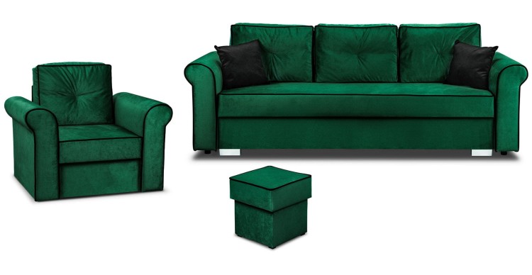 Zestaw Wypoczynkowy do Salonu Merida Sofa + Fotel z Podnóżkiem