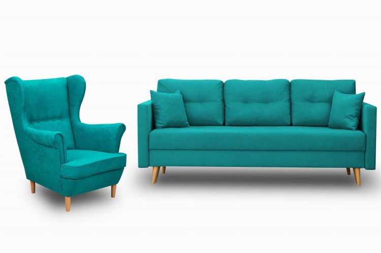 Zestaw Wypoczynkowy Skandynawski Sofa + Fotel
