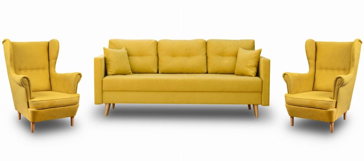 Zestaw Wypoczynkowy Skandynawski Sofa + 2 Fotele