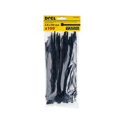 Opaska zaciskowa 4.8 x 200 mm czarna nylon 100 szt. Drel