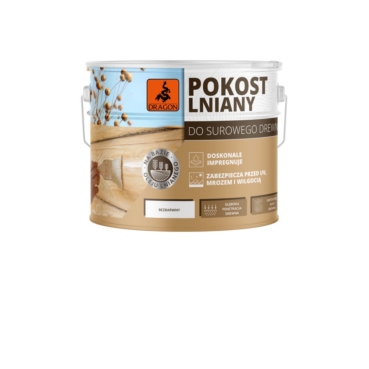 Podkład impregnujący do drewna Pokost lniany 3 l Dragon 5903649068255
