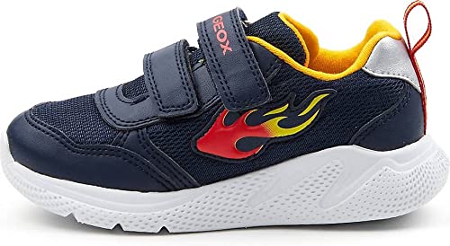 Geox Niemowlęta B SPRINTYE Boy Sneakersy dla chłopców, granatowe/żółte, 23 EU, granatowy żółty, 23 EU