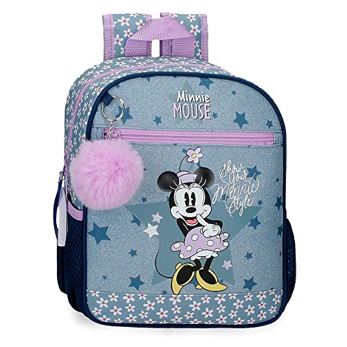 Disney Minnie Style Plecak z wózkiem Niebieski 23x28x10 cms Poliester 6,44L, niebieski, Mochila Preescolar con Carro, Plecak przedszkolny z wózkiem