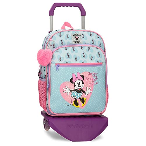 Disney Minnie My Happy Place Bagaż- Torba kurierska Dziewczyny, niebieski, Mochila Escolar con Carro, plecak szkolny na kółkach