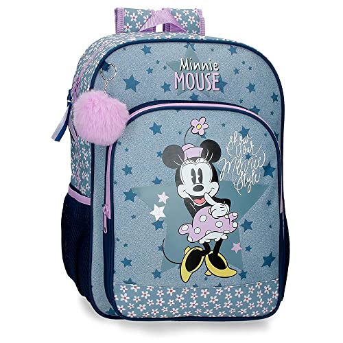 Disney Minnie Style Plecak szkolny Niebieski 15,6L, niebieski, Mochila Escolar Adaptable a Carro, Plecak szkolny adaptacyjny do wózka