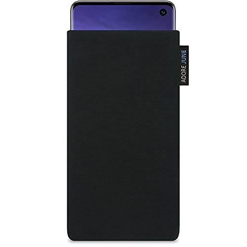 Adore June Klasyczne czarne etui kompatybilne z Samsung Galaxy S10, etui na telefon komórkowy z wytrzymałego materiału Cordura z efektem czyszczenia wyświetlacza, wyprodukowano w Europie