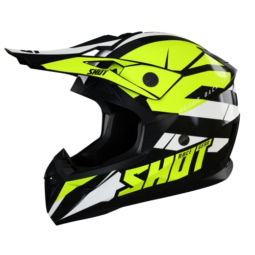 SHOT, kask motocrossowy PULSE revenge black neon yellow white glossy, S