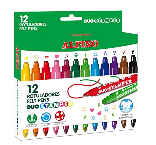 Flamastry Alpino dwustronne DUO          STEMPELKI 12szt.