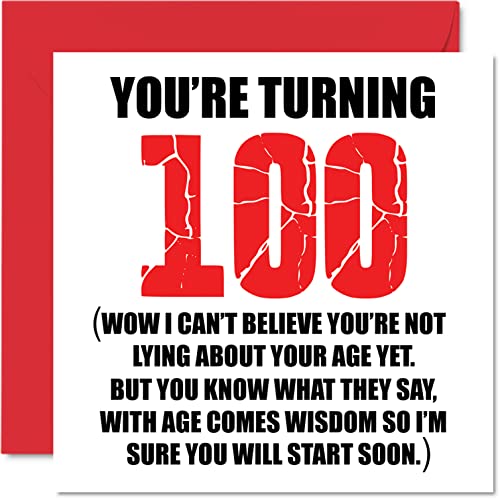 Śmieszne kartki na 100-te urodziny dla mężczyzn i kobiet - zacznij leżeć - zabawna kartka urodzinowa dla dziadka babci babci taty mamy, 145 mm x 145 mm niegrzeczny żart humor kartki okolicznościowe