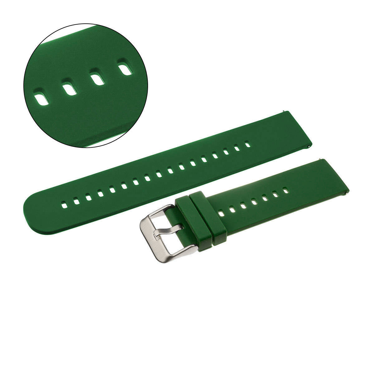 Pasek uniwersalny 18 mm silikonowy ciemnozielony, zapinka srebrna + teleskopy U27