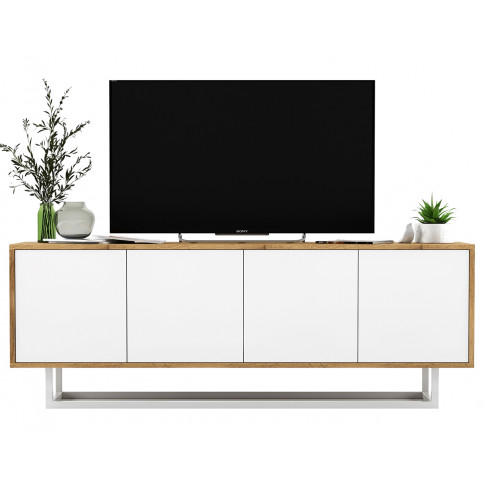 Loftowa szafka rtv dąb wotan + biały H6-K85