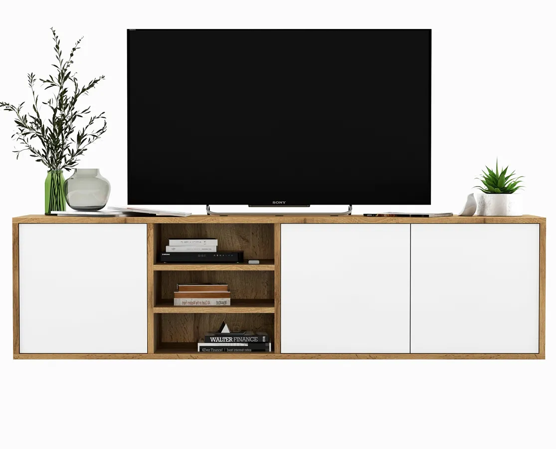 Wisząca szafka rtv dąb wotan + biały S1-C56