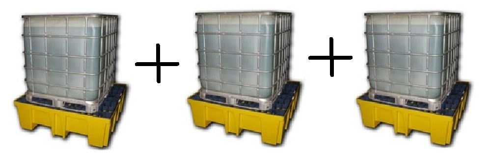 Arengo Paleta wanna wychwytowa, wysokoprofilowa, składowanie 4 beczki 200L lub pojemnik IBC/KTC, 510l (wymiary: 1320x1320x430 mm) 09880955 - 3 szt. rabat 10%