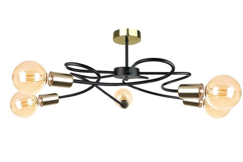 Fiore lampa sufitowa 5-punktowa czarna/złota 1638