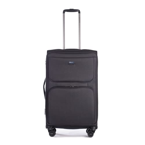 Stratic Bendigo Light+ miękka walizka podróżna na kółkach, zamek TSA, 4 kółka, możliwość rozszerzenia, czarny, 72 cm, M