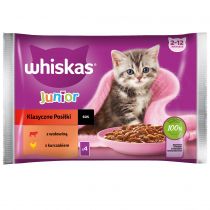 Whiskas Klasyczne Posiłki - mokra karma dla kociąt, w sosie (z kawałkami: z wołowiną, z kurczakiem) 4 x 85 g