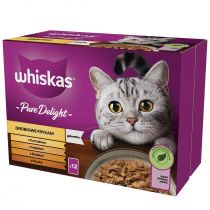 Whiskas Drobiowe Frykasy - mokra karma dla dorosłego kota, w galaretce (kawałki z: kurczakiem, indykiem, drobiem, kaczką) 12 x 85 g