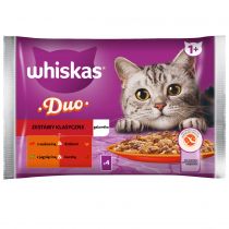 Whiskas Zestawy Klasyczne - mokra karma dla dorosłego kota, w galaretce (kawałki z: wołowiną i drobiem, jagnięciną i kaczką) 4 x 85 g