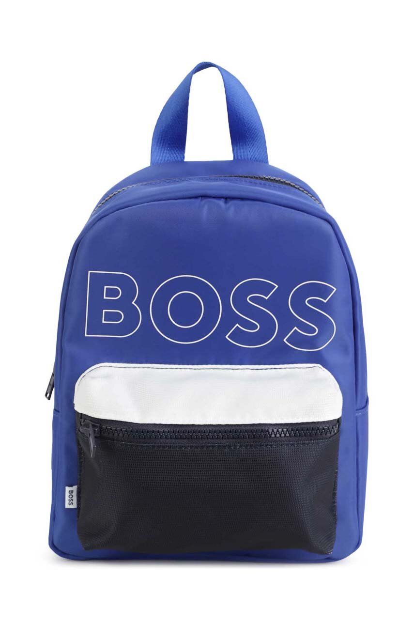 BOSS plecak dziecięcy kolor niebieski mały z nadrukiem - Boss