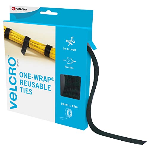VELCRO® Brand ONE-WRAP® krawat wielokrotnego użytku, 10 mm x 15 m, czarny