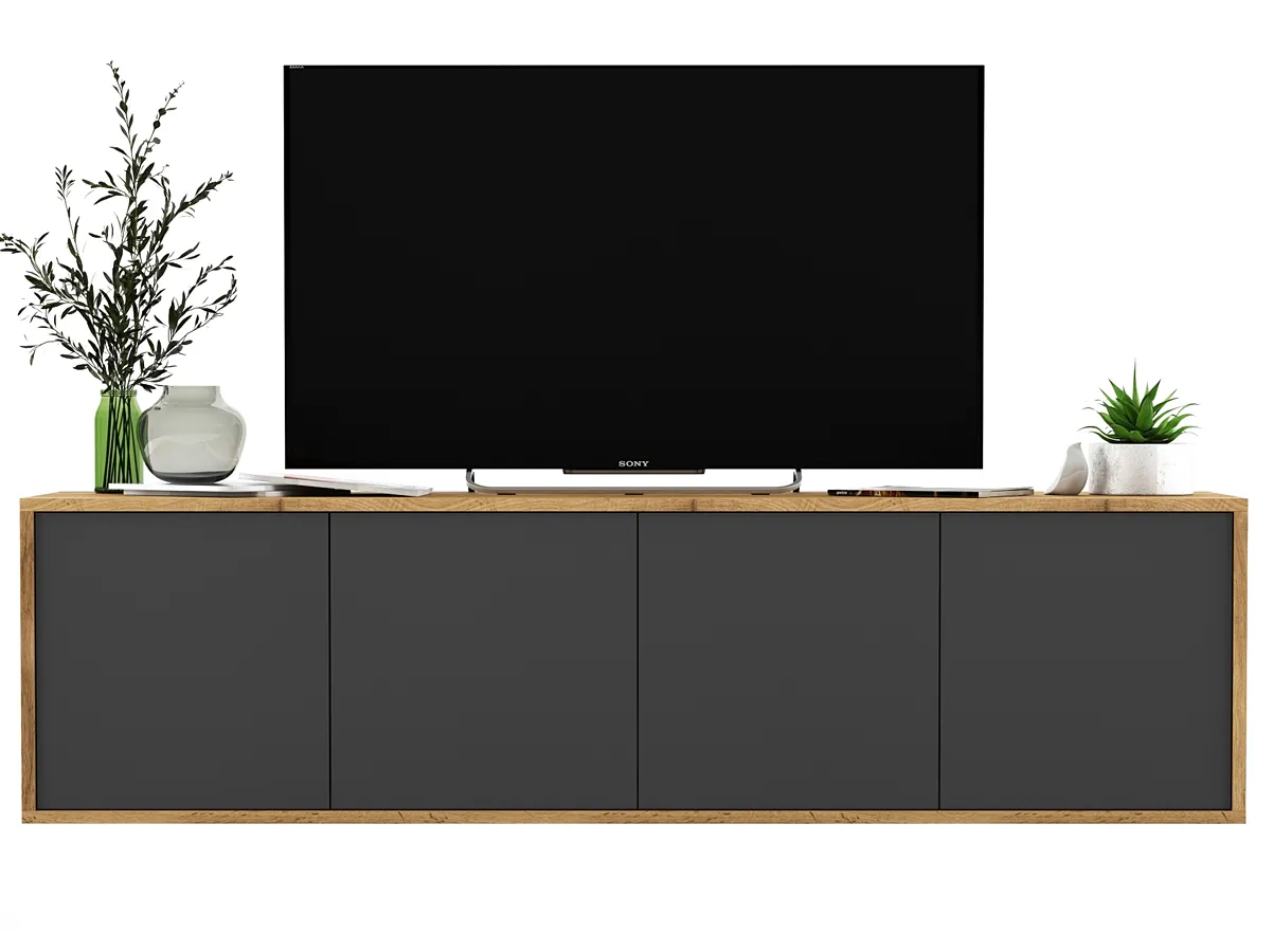 Ścienna szafka rtv dąb wotan + grafit M0-L99