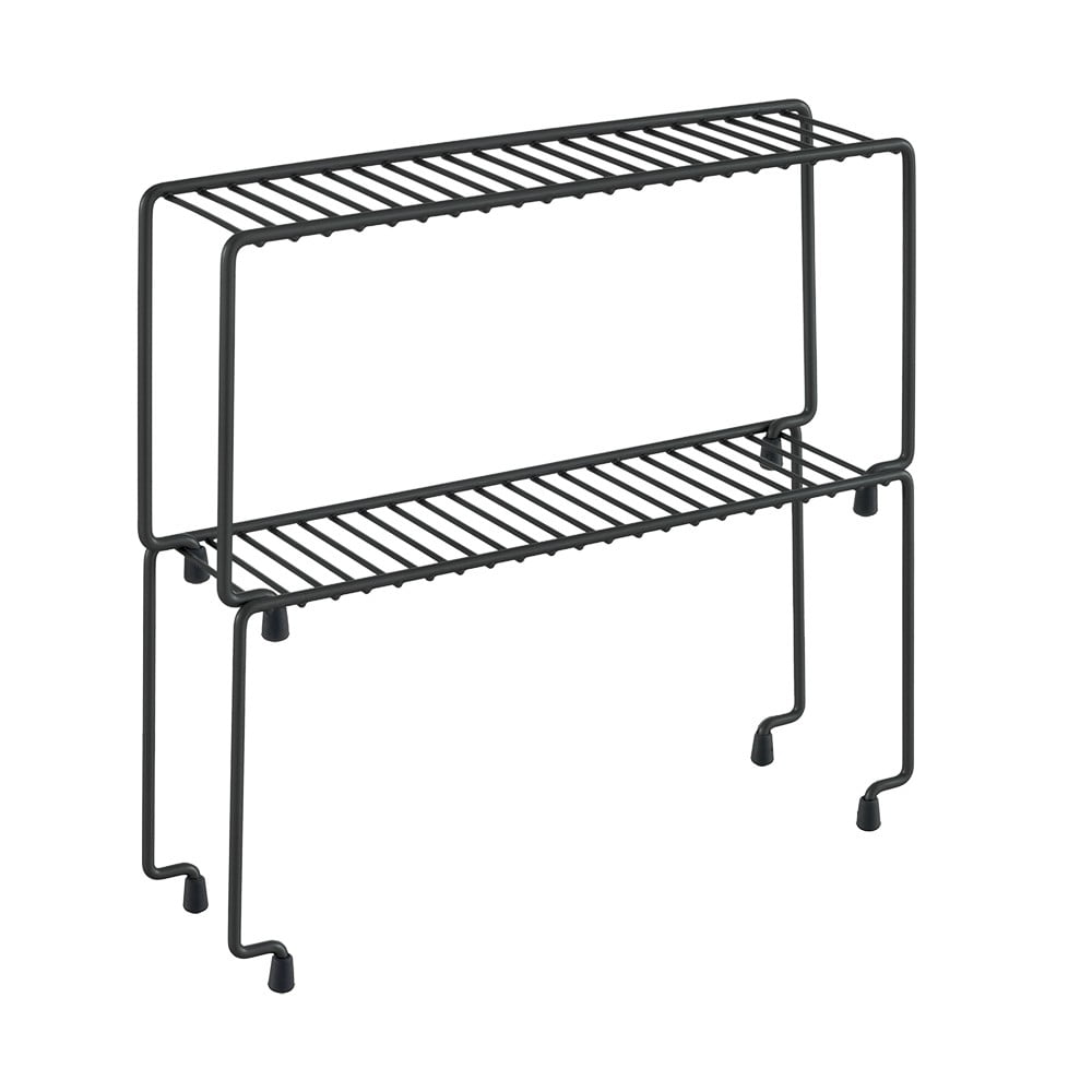 Zestaw 2 czarnych dodatkowych półek do szafki kuchennej Metaltex Narrow Lava