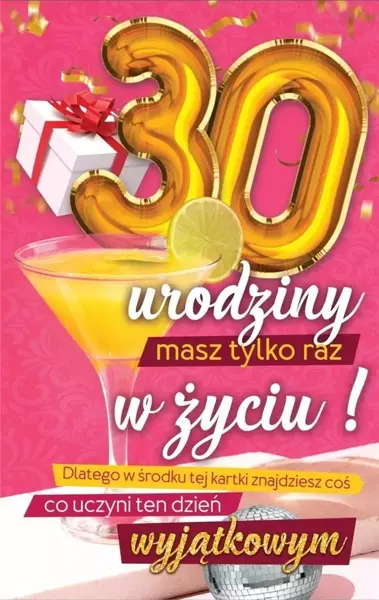 Karnet Urodzinowy 30 + naklejka - YEKU