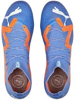 PUMA Męskie buty piłkarskie Match FG/AG, ultra pomarańczowe biało-niebieskie błyszczące, rozmiar 38 cm